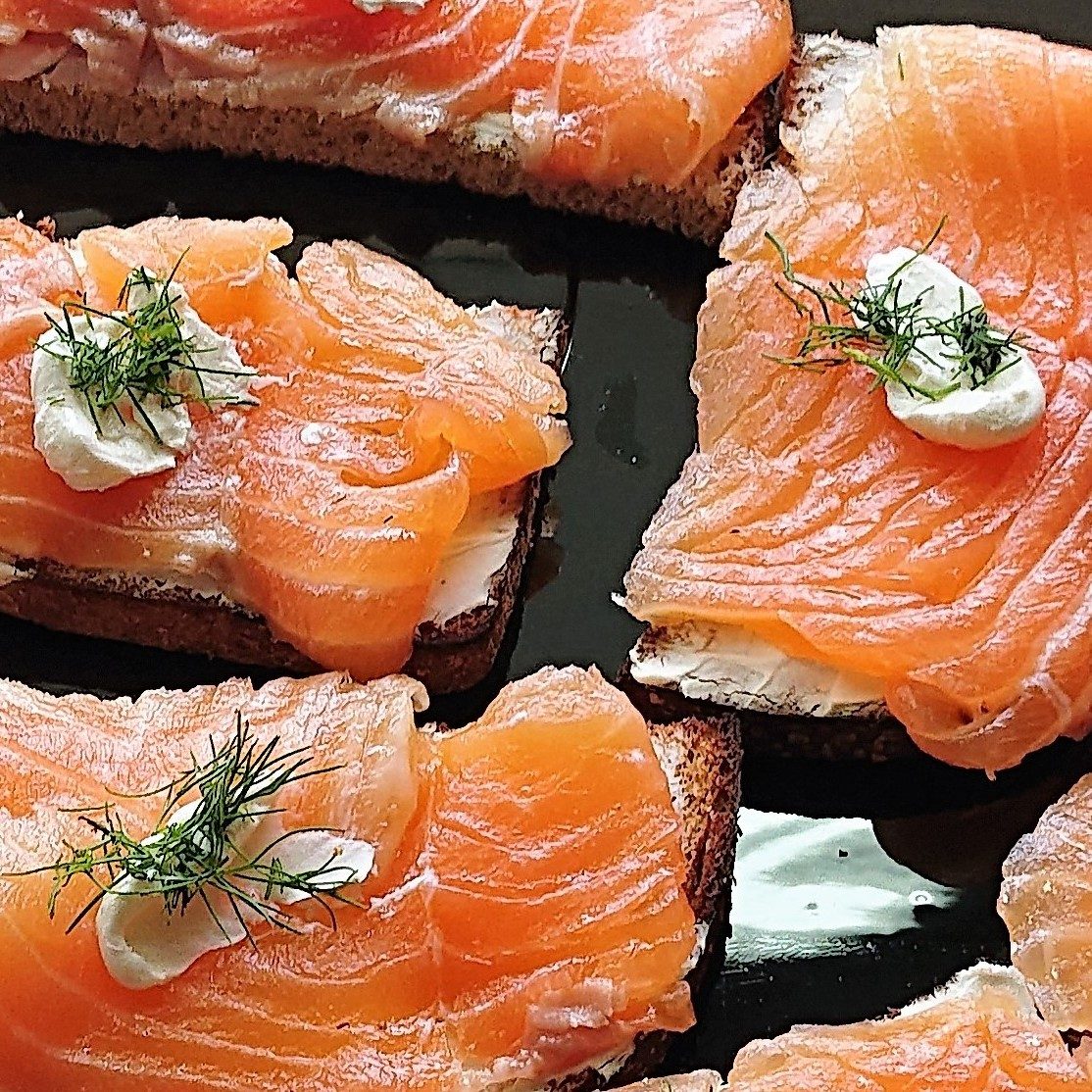 Cured Salmon Crostini.