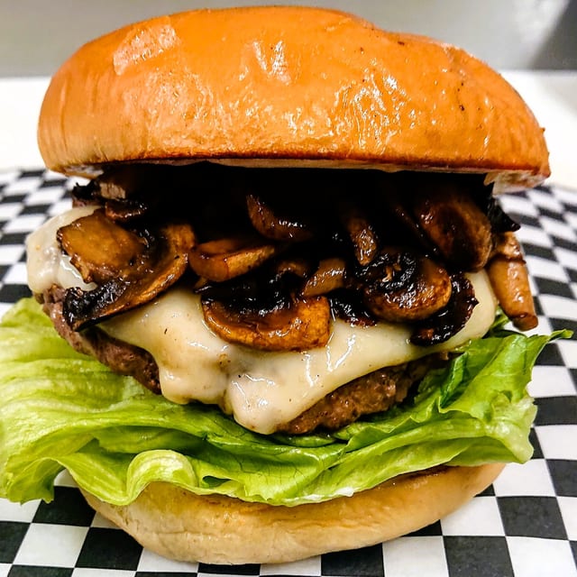 Mushroom Swiss Burger.