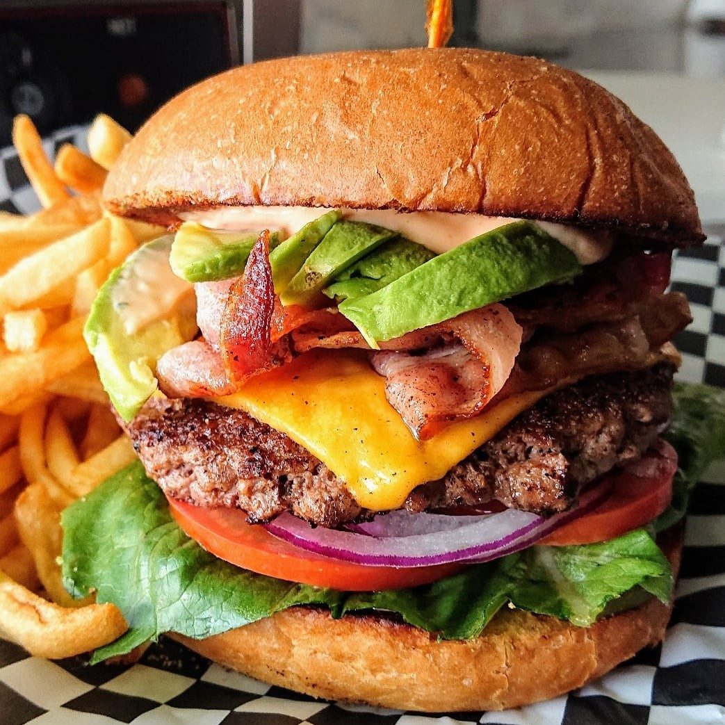 Bacon Avocado Cheese Burger.