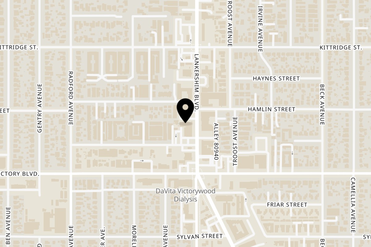 Map showing the location of Roma Deli on 6449 Lankershim Blvd in North Hollywood
